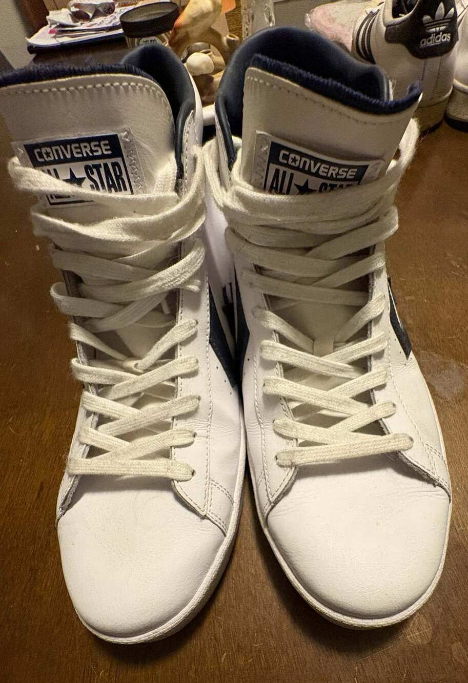 Converse Pro Blaze Classic Mid Top White Navy Leather Sneakers Men's Size 12